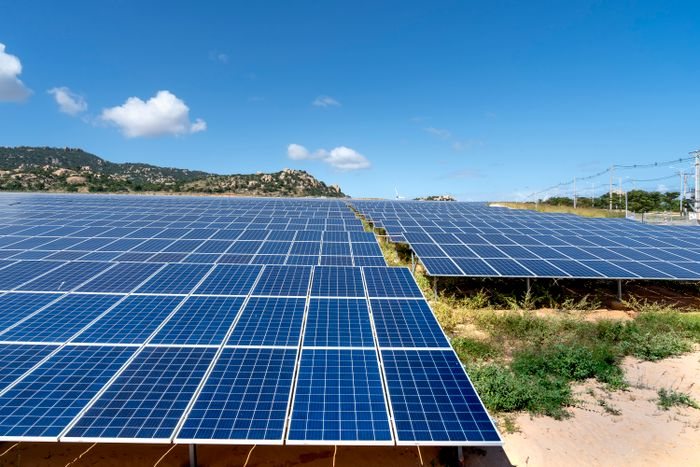 Solar panels collecting energy outdoors